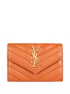 Saint Laurent Chevron Logo Wallet In Orange