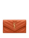 Saint Laurent Chevron Logo Wallet In Orange