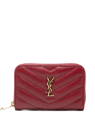 Saint Laurent Chevron Logo Wallet In Red