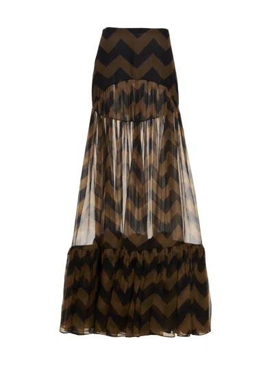 Saint Laurent Chevron Long Skirt Skirts Multicolor