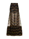Saint Laurent Chevron Long Skirt Skirts Multicolor In Multicolor