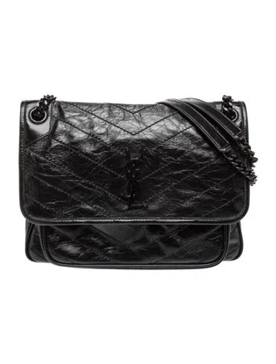 Pre-owned Saint Laurent Chevron Niki In Black