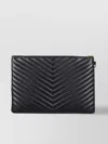Saint Laurent Chevron Pattern Clutch With Wrist Strap Detail
