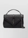 Saint Laurent Chevron Pattern Cross-body Bag With Chain Strap In Black