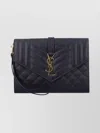 Saint Laurent Chevron Pattern Quilted Envelope Shoulder Bag In Black