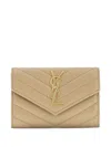 Saint Laurent Envelope Cassandre Wallet With Chain In Neutral