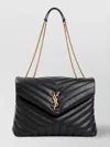 Saint Laurent Chevron Quilted Shoulder Bag With Chain Strap In Black