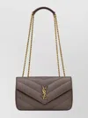 Saint Laurent Chevron Quilted Shoulder Bag With Chain Strap In Neutral