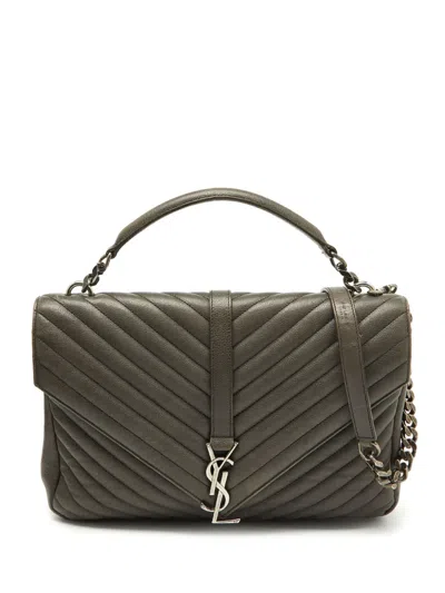 Pre-owned Saint Laurent Chevron Quilted Tote Bag In Green