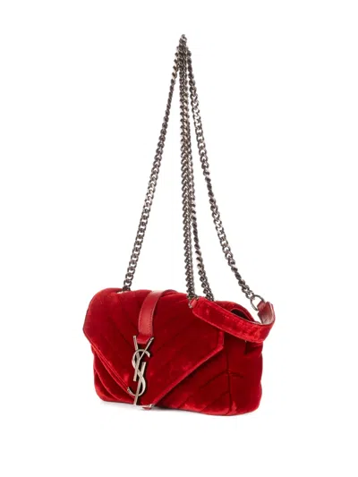 Pre-owned Saint Laurent Chevron Shoulder Bag In Red