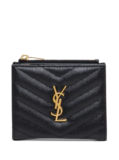 Saint Laurent Chevron Wallet In Black