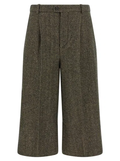 Saint Laurent Chevron Wool-silk Blend Trousers In Multi
