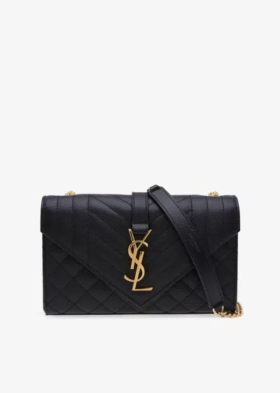 Saint Laurent Chic Mini Envelope Handbag In Black