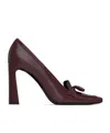 Saint Laurent Chloe 90 Leather Loafer Pumps In Red