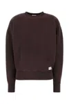 Saint Laurent Chocolate Cotton Oversize Sweatshirt In Taupaglace