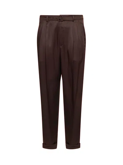 Saint Laurent Chocolate Duchesse Silk Satin Slim-fit Trousers In Brown
