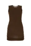 Saint Laurent Mini Abito In Tulle Cioccolato Donna