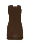 Saint Laurent Mini Abito In Tulle Cioccolato Donna In Marron