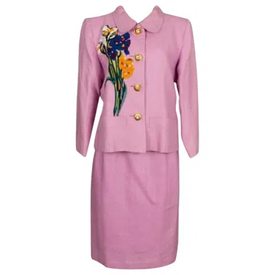 Pre-owned Saint Laurent Christian Lacroix Jacket And Skirt In Mauve Suit In Purple