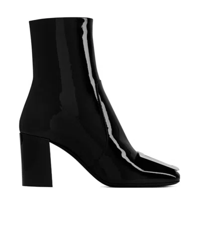 Saint Laurent Chunky Heeled 80mm Leather Boots In Black
