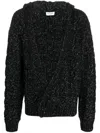 Saint Laurent Grob Gestrickter Kapuzencardigan In Black