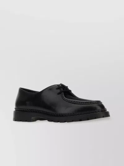 Saint Laurent Chunky Sole Lace-up Shoes With Calf Hair In Black
