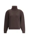 Saint Laurent Chunky Wool Knit Pullover In Brown