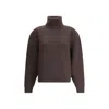 Saint Laurent Chunky Wool Knit Pullover In Brown