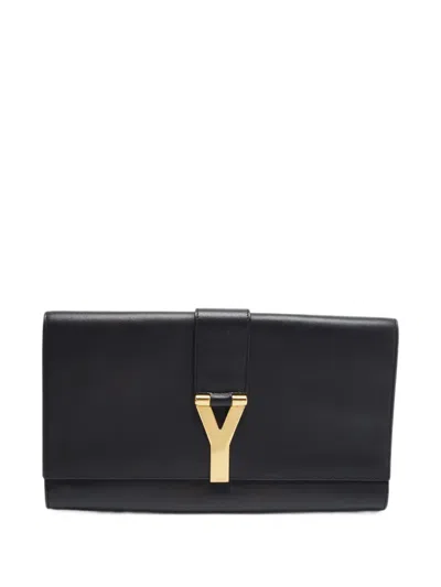 Pre-owned Saint Laurent Chyc Flap Clutch Bag In Black