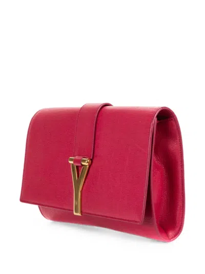 Pre-owned Saint Laurent Chyc Ligne Y Clutch Bag In Pink