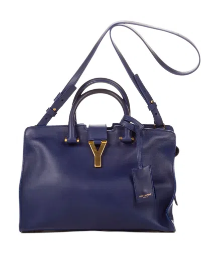 Pre-owned Saint Laurent Chyc Top-handle Tote Bag In Blue