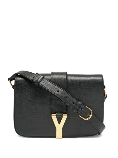 Pre-owned Saint Laurent Chyc Y-motif Flap Bag In Black