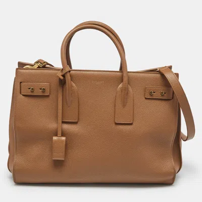 Pre-owned Saint Laurent Cinnamon Supple Leather Medium Classic Sac De Jour Tote In Brown