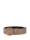 Saint Laurent Elegant Black Leather Belt For Women In Brown