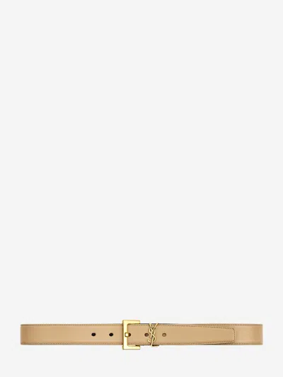 Saint Laurent Cassandre Belt With Square Buckle In White