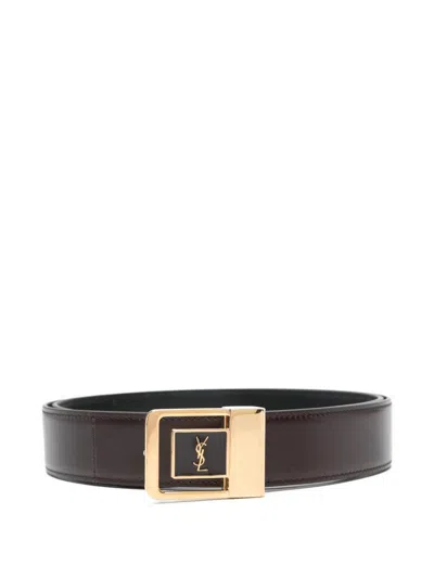 Saint Laurent La 66 Belt In Smooth Leather In Black