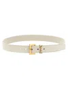 Saint Laurent Cassandre Leather Belt In Neutral