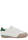 Saint Laurent Logo Printed Lace-up Sneakers In White And Green