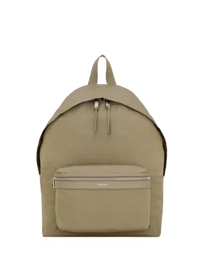 Saint Laurent Logo-print Backpack In Brown
