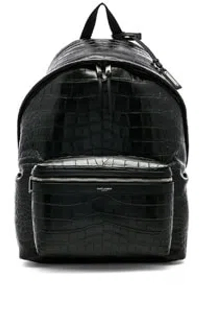 Saint Laurent City Backpack In Black Croc