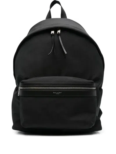 Saint Laurent City Backpack In Matt Black Leather