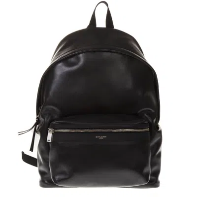 Saint Laurent City Backpack In Matt Black Leather