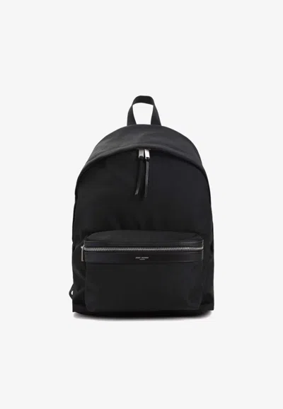 Saint Laurent City Canvas Backpack In Black
