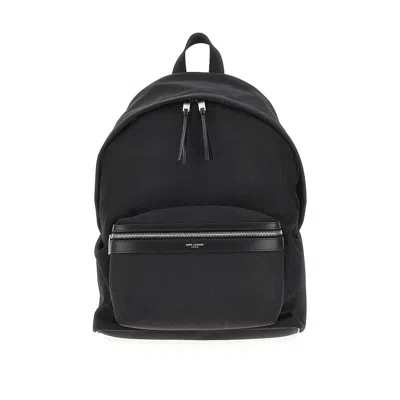 Saint Laurent 'city' Canvas Backpack With Leather Details In Black