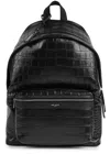 Saint Laurent City Crocodile-effect Leather Backpack In Black