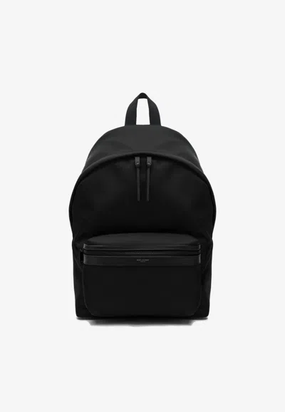 Saint Laurent City Leather And Nylon Backpack In Black