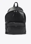 Saint Laurent Leather City Backpack Silver Hardware In Black