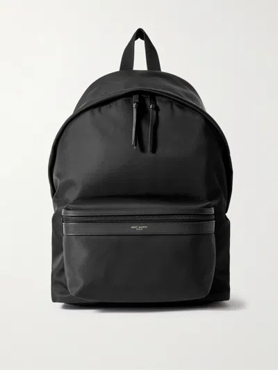 Saint Laurent 31 Cm City Fabric Backpack With Enameled Metal Hardware In Black