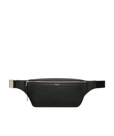 Saint Laurent City Logo-print Belt Bag In Green