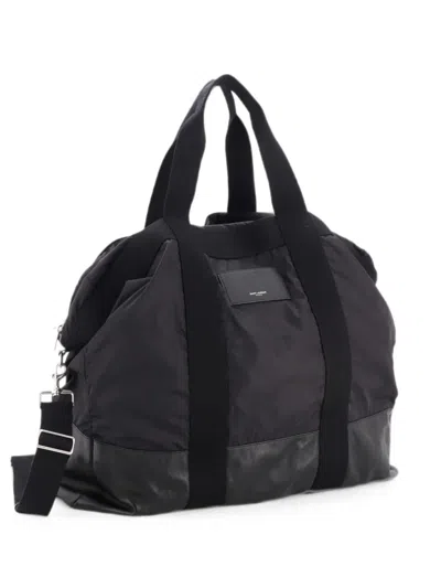 Pre-owned Saint Laurent City Logo Tote Bag Nylon With Leather Travel Bag In 黑色